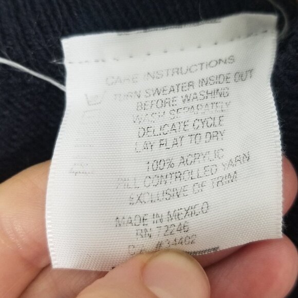 Cobmex Vintage Dark Blue Black Knitted Long Sleeve V-Neck Overside Sweater XL - Picture 3 of 7